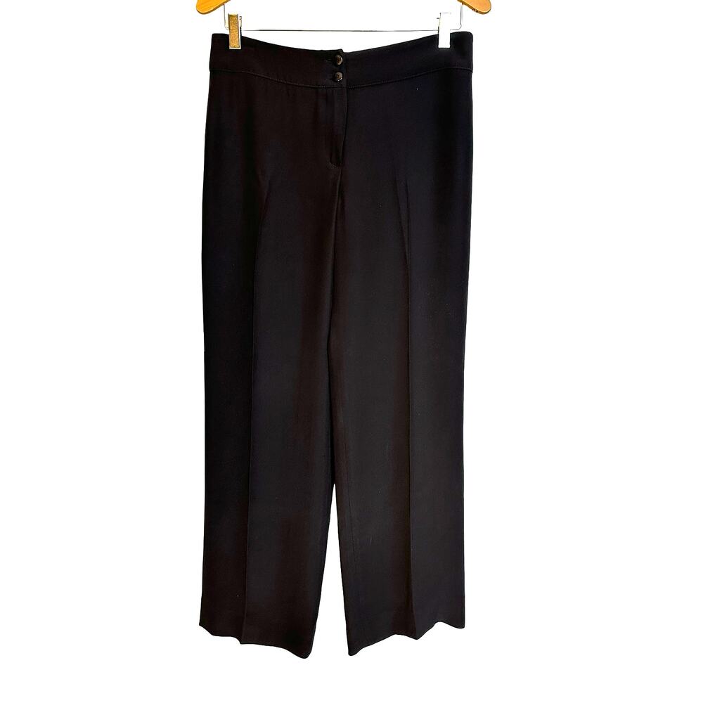 Armani Collezioni Silk Blend Black Trousers Wide Straight Leg Jeans Office 6